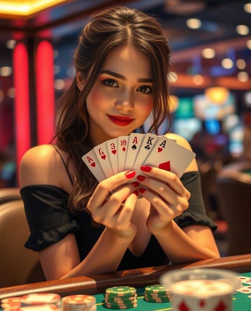 live baccarat table on bw77 with cards being dealt by a real dealer
